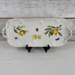 Grace Teaware Lemon Bee Butterfly Tray Fine Porcelain Narrow Platter